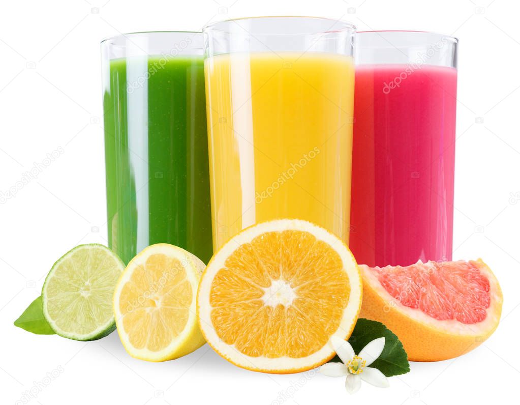 Juice smoothie fruit fruits smoothies orange in glass isolated o