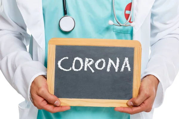 Corona Virus Coronavirus Disease Doctor Ill Illness Health Slate Board — Stock Photo, Image