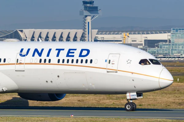 Frankfurt Németország 2020 Április United Airlines Boeing 787 Dreamliner Repülőgép — Stock Fotó