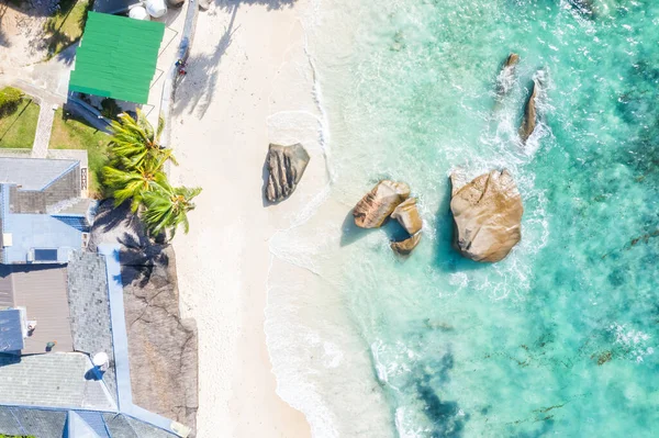 Seychelles Takamaka Playa Mahe Isla Villa Casa Naturaleza Vacaciones Dron — Foto de Stock