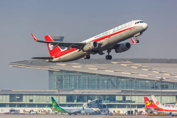 Tianjin China Setembro 2019 Sichuan Airlines Airbus A321 Avião Aeroporto — Fotografia de Stock