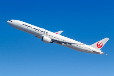 New York City, New York 1 Mart 2020 Japon Havayolları Boeing 777-300ER uçağı New York JFK havaalanında (JFK). Boeing, merkezi Chicago 'da bulunan bir Amerikan uçak üreticisi..