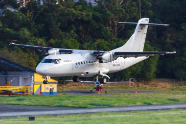 Medellin, Kolombiya 25 Ocak 2019 Easyfly ATR 42 uçağı Kolombiya 'daki Medellin Enrique Olaya Herrera havaalanında (EOH).