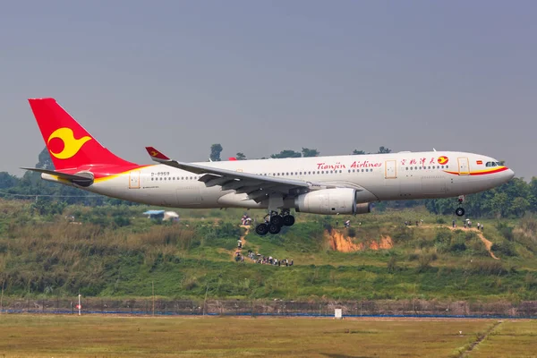 Chengdu China September 2019 Tianjin Airlines Airbus A330 200 Airplane — Stock Photo, Image
