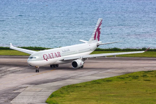 Mahe Seychellen Februari 2020 Qatar Airways Airbus A330 Vliegtuig Luchthaven — Stockfoto