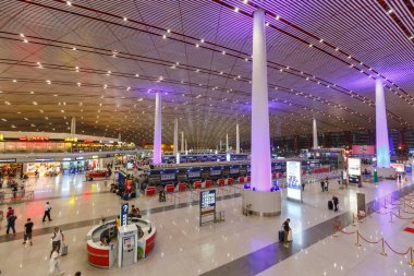 Pekin, Çin 1 Ekim 2019 Beijing Capital Havalimanı Terminal 3 (PEK).
