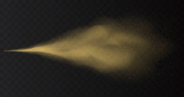 Arany spray festék csillogó részecskék elszigetelt átlátszó háttér. — Stock Vector