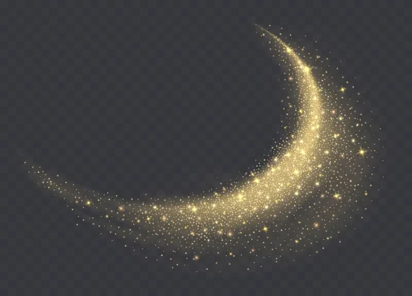 Şeffaf arka planda izole edilmiş ışıltılı altın toz bulutu. Stardust parlak arkaplan.