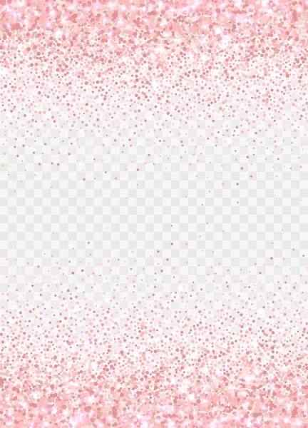 Particules de paillettes d'or rose isolées sur fond transparent. Confettis étincelants . — Image vectorielle