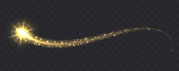 Glowing magic swirl, golden light trail effect with sparkles. — ストックベクタ