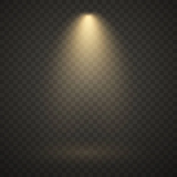 Otlight, bright light, golden stage lighting isolated on transparent background — 스톡 벡터