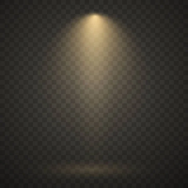 Otlight, bright light, golden stage lighting isolated on transparent background — 스톡 벡터