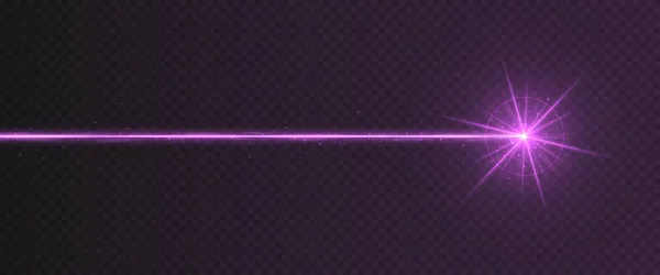 Paarse laserstraal licht effect geïsoleerd op transparante achtergrond — Stockvector