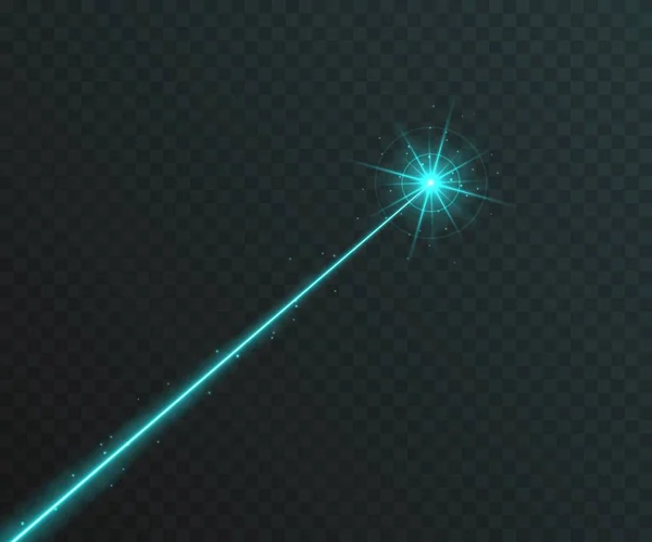 Niebieski efekt świetlny wiązki laserowej na przezroczystym tle. — Wektor stockowy