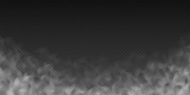 Şeffaf arkaplanda sis ya da duman bulutu izole edildi. Gerçekçi sis, sis, sis ya da bulanıklık etkisi.