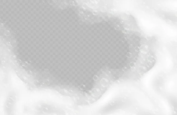 Şeffaf arka planda baloncuklu gerçekçi banyo köpüğü..