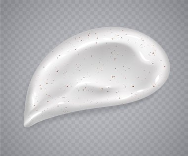 Şeffaf bir arkaplanda beyaz krem ya da fırça izi var. Gerçekçi kozmetik güzellik ürünleri örneği.