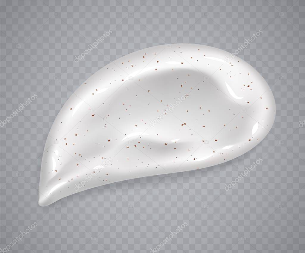 White cream or scrub smear isolated on a transparent background. Realistic cosmetic beauty skincare product sample.