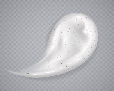 Şeffaf bir arkaplanda beyaz krem ya da fırça izi var. Gerçekçi kozmetik güzellik ürünleri örneği.