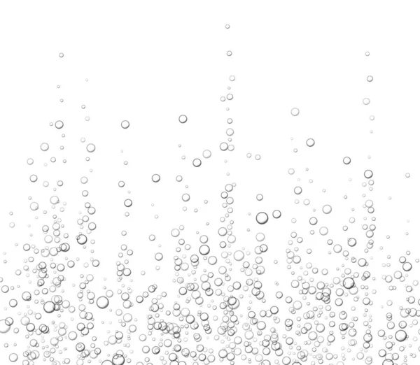 Podwodne bąbelki musujące, napój gazowany z sodą lub szampanem, woda gazowana odizolowana na białym tle. — Wektor stockowy