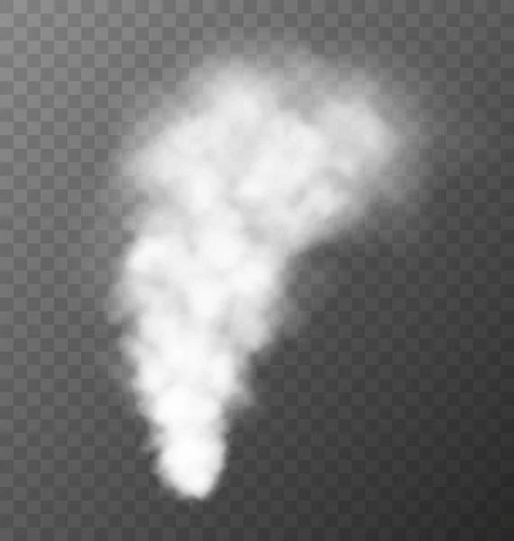 Biały dym, wybuchający gejzer, gorąca para. Gęsta biała chmura lub para, ogromna koncepcja katastrofy naturalnej. — Wektor stockowy