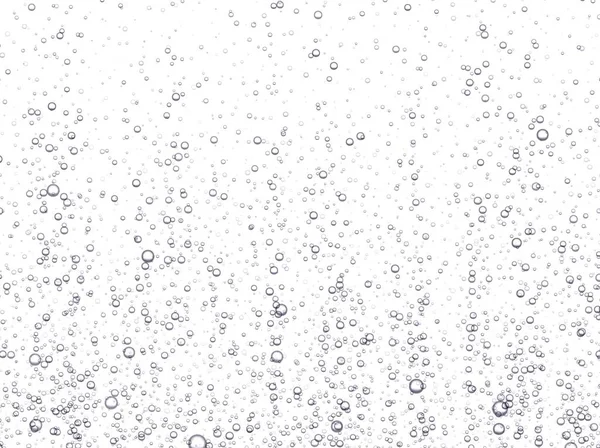 Su altında köpüren kabarcıklar, soda ya da şampanya karbonatlı içecek, beyaz arka planda izole edilmiş maden suyu..