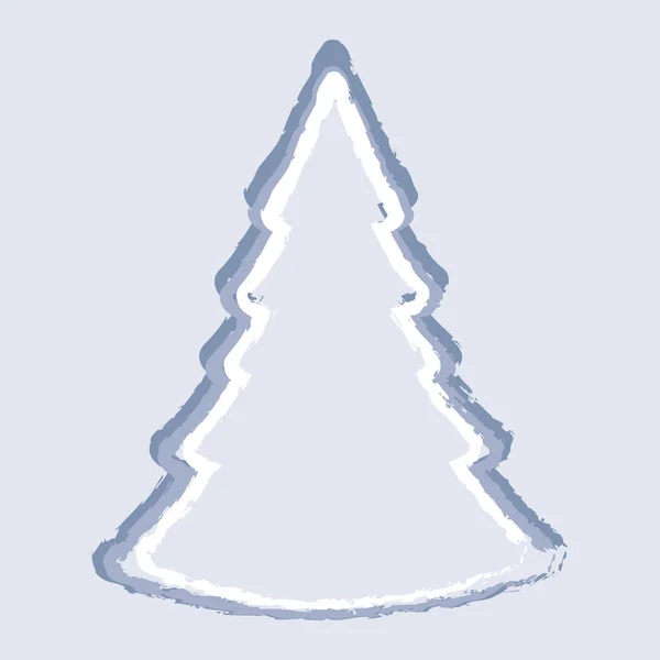 Karácsonyfa illusztrációja ecsetvonások kék háttérrel — Stock Vector