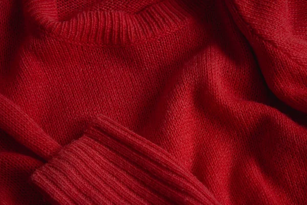 Czerwony Ciepły Sweter Tło Tkaniny Pełna Ramka — Darmowe zdjęcie stockowe