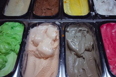 ice cream in the market top view