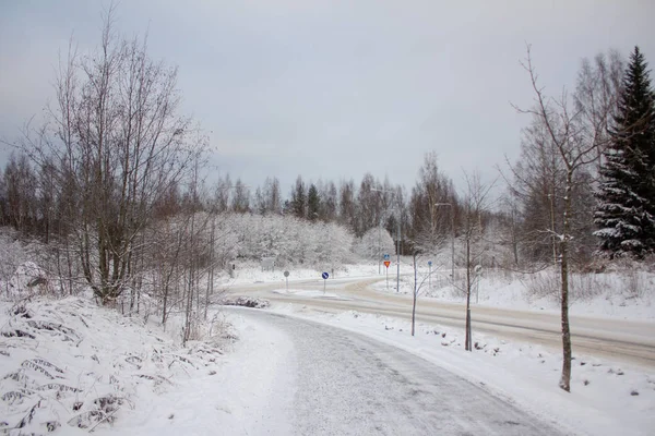 Estrada Montanha Nevado Paisagem Inverno — Fotografia de Stock