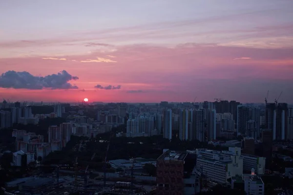 Vue Aérienne Ville Soir — Photo