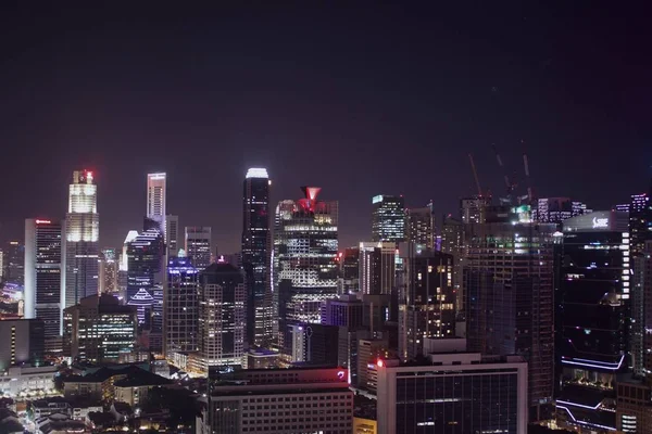 Paysage Urbain Avec Des Lumières Gratte Ciel Nuit — Photo