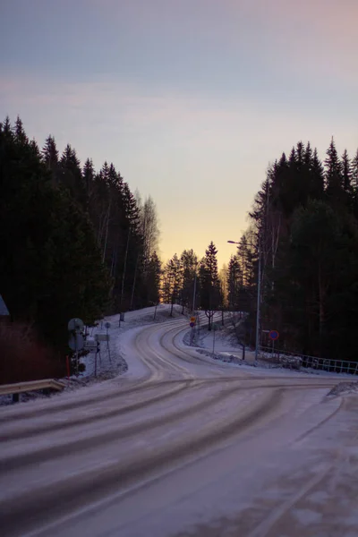 Inverno Montanhas Nevadas Entardecer — Fotografia de Stock