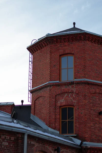Стара Будівля Червоної Цегли Взимку — стокове фото