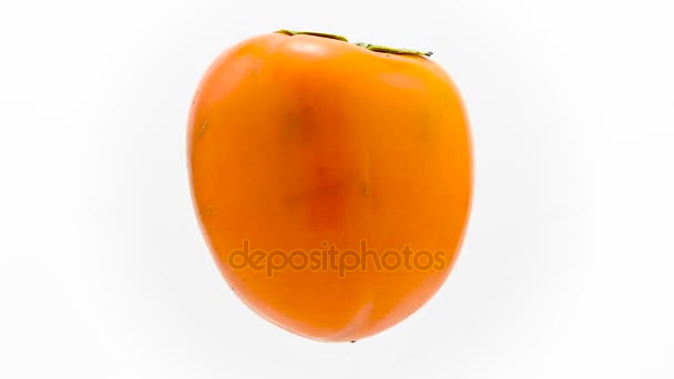オレンジ色の成熟した柿を空気中に浮遊 — ストック動画