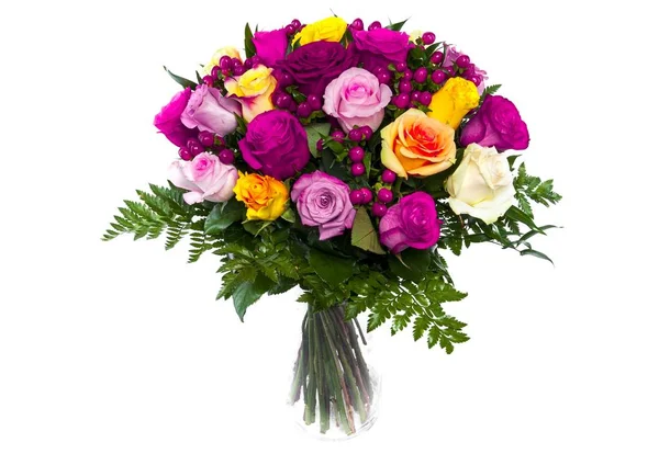 Mooi boeket van kleurrijke rozen — Stockfoto