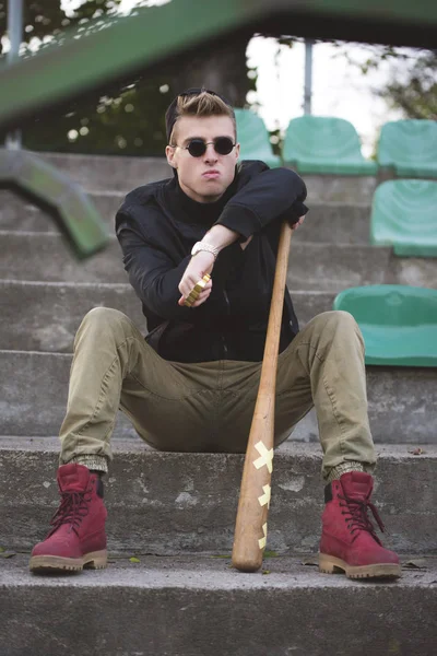 Young handsome blond haired hooligan — Stock Photo, Image