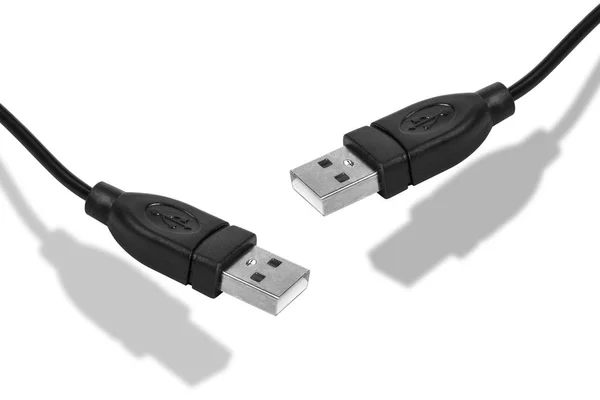 Cabo usb preto isolado — Fotografia de Stock