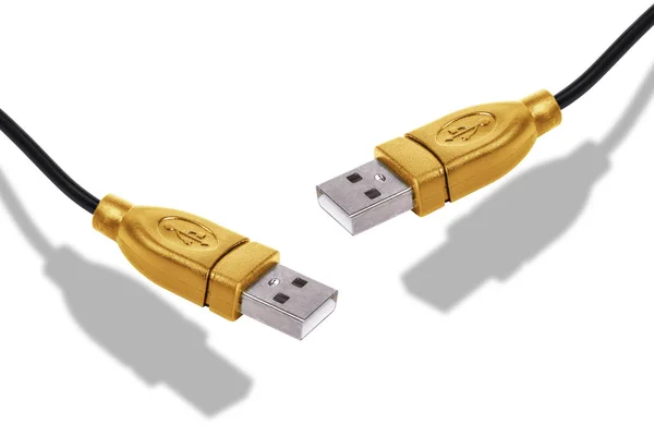 Cables USB dorados aislados —  Fotos de Stock