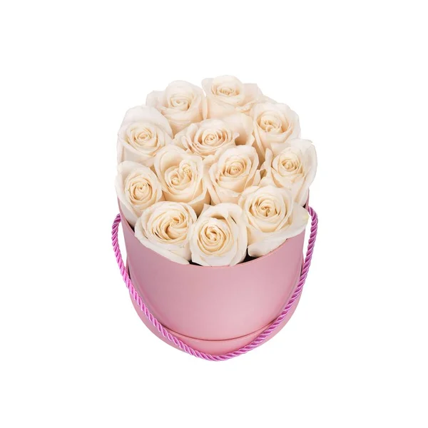 Бумажный горшок с красивыми розами — стоковое фото