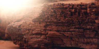 Günbatımında mars gezegeni kayalık yüzeyine aydınlatıldı. 