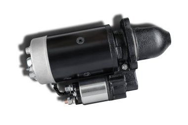 3kw başlatıcı motor traktör veya diğer tarımsal makineler için beyaz izole arkaplan üzerine yerleştirilmiş gölge ile.