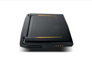 Gaming laptop on white isolated background. Laptop designed for gamers or professional players or 3d rendering