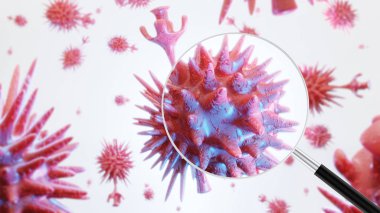 Corona Virüsü 2019ncov 'un hükümet laboratuvarı tarafından 3D olarak incelenmesi. Ocak 2020 'de Çin' in Wuhan kentinde ilk kez keşfedilmiştir. Coronavirüs mikroskobundan yakın çekim. 