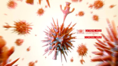 Corona VIRUS 2019nCoV 'un 3D görüntüsü ilk kez Ocak 2020' de Çin 'in Wuhan kentinde keşfedilmiştir. Coronavirüs mikroskobundan yakın çekim. 