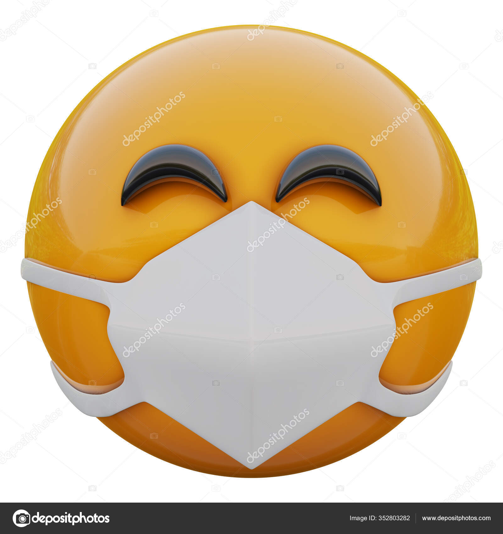 3d Renderização Do Rosto Amarelo Rei Emoji Com Coroa Dourada Em Máscara  Médica Protegendo Do Coronavírus 2019ncov Ilustração Stock - Ilustração de  esfera, render: 175189186