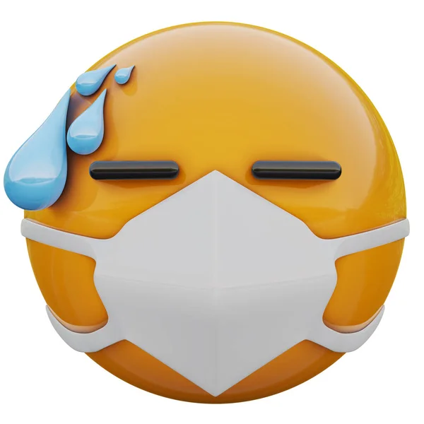 Teszi Stresszes Sárga Emoji Arc Orvosi Maszk Véd Coronavirus 2019 — Stock Fotó