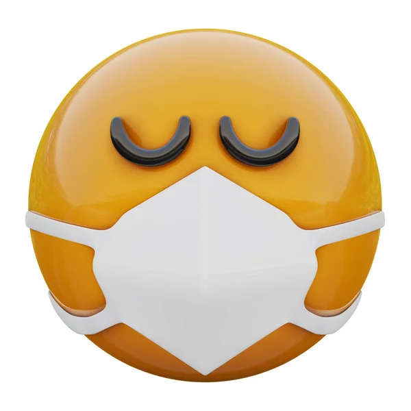 Render Sissy Fit Yellow Emoji Face Medical Mask Protection Coronavirus — Stock Fotó