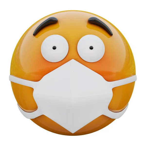 Render Kipirult Sokkos Emoji Arc Orvosi Maszk Véd Coronavirus 2019 — Stock Fotó