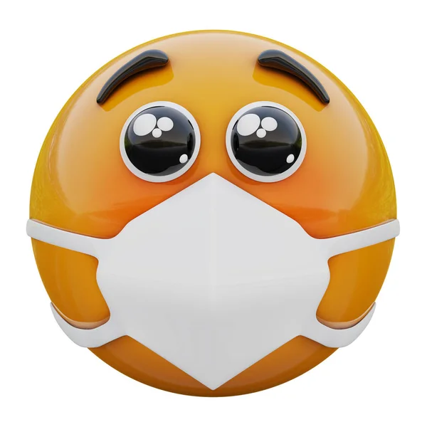 Render Interested Begging Eyes Emoji Face Medical Mask Protection Coronavirus — Stock Fotó